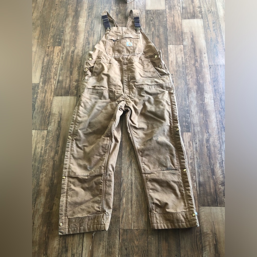 Insulated Men’s Brown Carhartt Overalls Size XL Tall Loose Fit OR4393-M